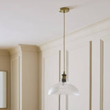Habitat ribbed glass pendant ceiling light, brass finish, UK version
