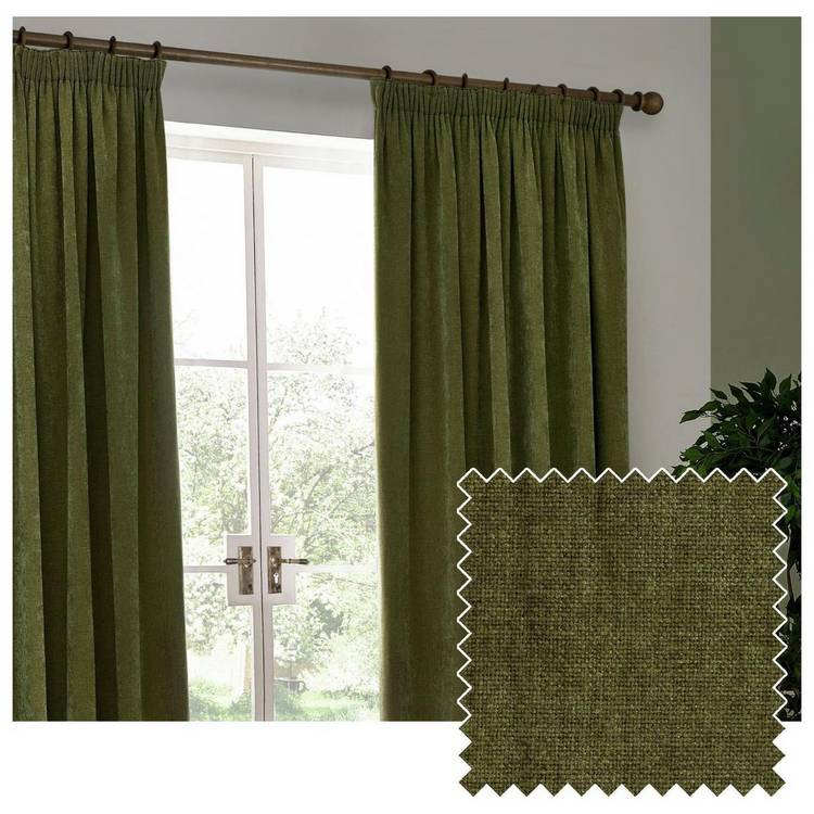 Yard chenille olive curtains 117x137cm (British brand)