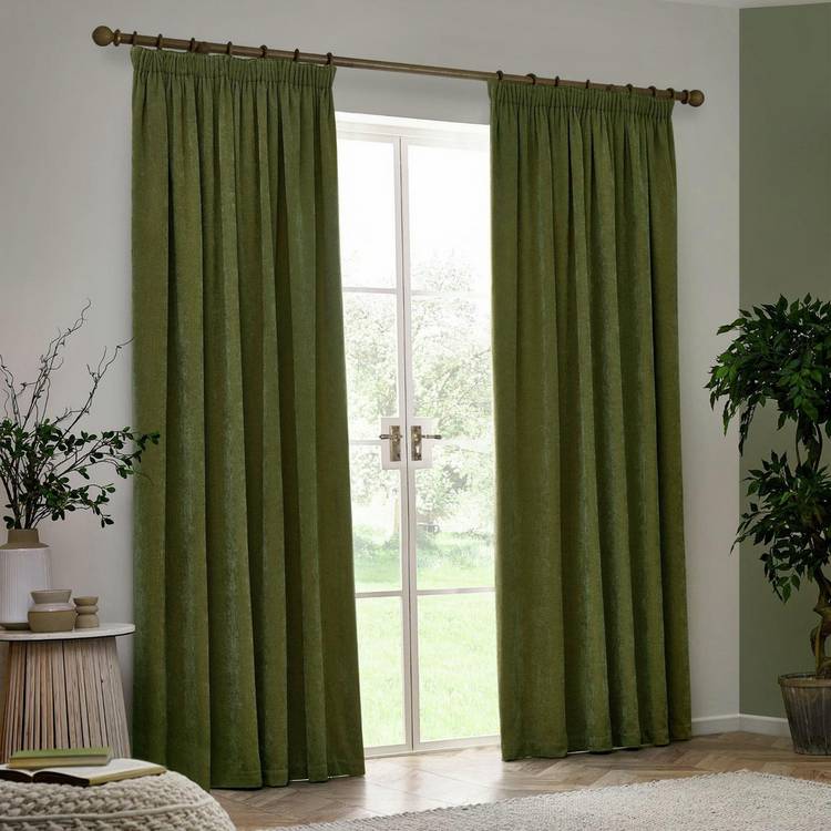 Yard chenille olive curtains 117x137cm (British brand)