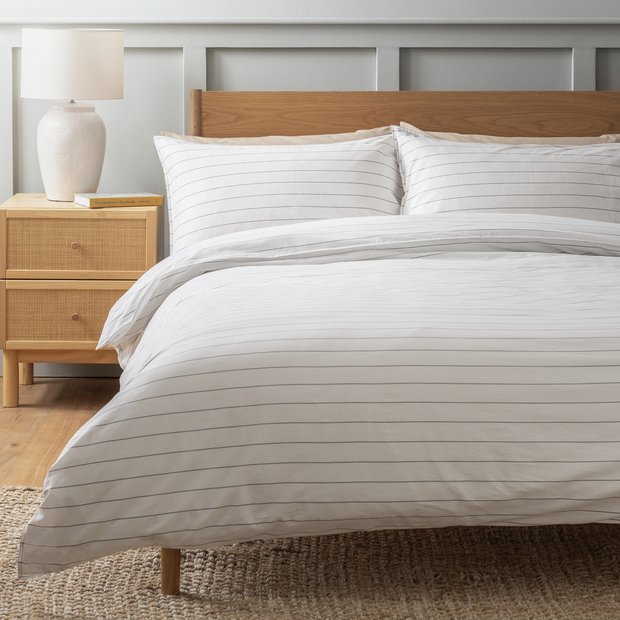 Habitat bedding set white washed stripe single, imported from the UK