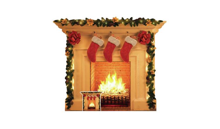 Star Cutouts Christmas Fireplace Cardboard Cutout