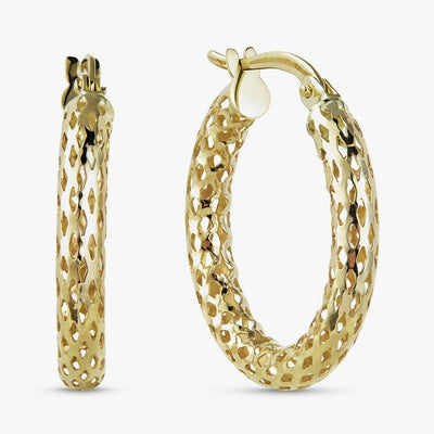 Argos Revere 9ct Yellow Gold Woven Tube Hoop Earrings- Buy online at McGrocer