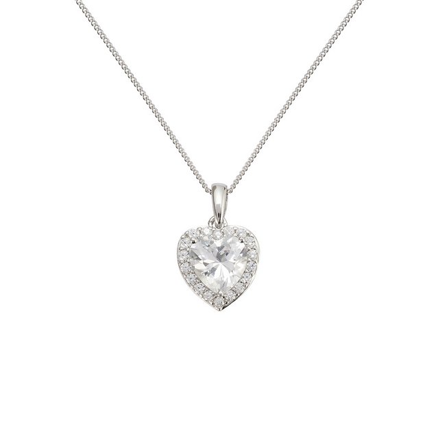 Revere sterling silver heart pendant with cubic zirconia - British product