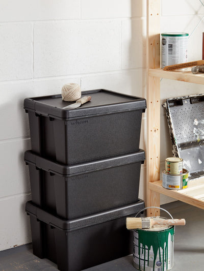 Next Wham Set of 3 Black Bam Heavy Duty Plastic Storage Boxes with Lid 16L- Buy online at McGrocer