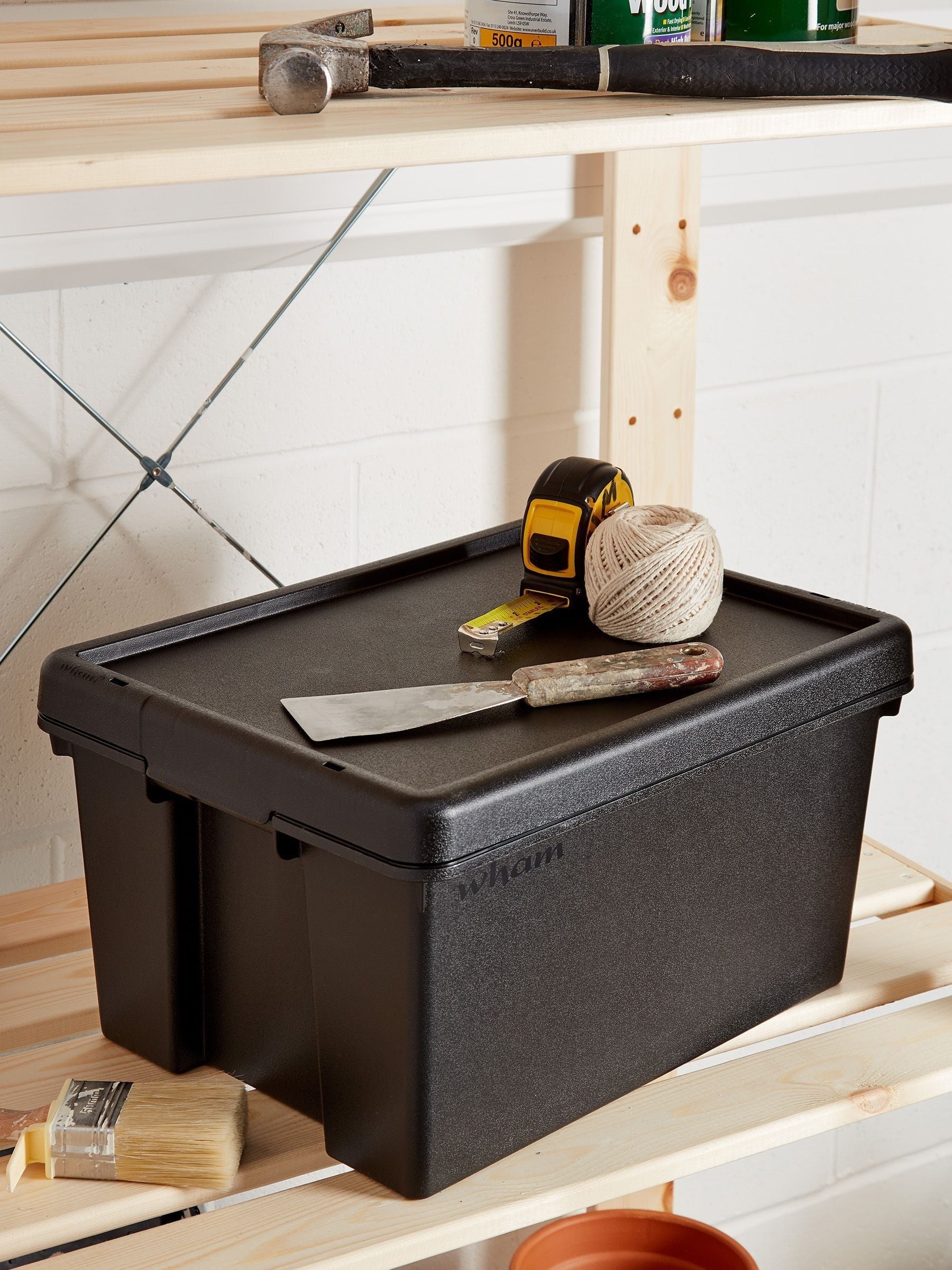 Wham schwarze Kunststoff-Aufbewahrungsboxen 16L Set mit 3 Stück (britische Marke)