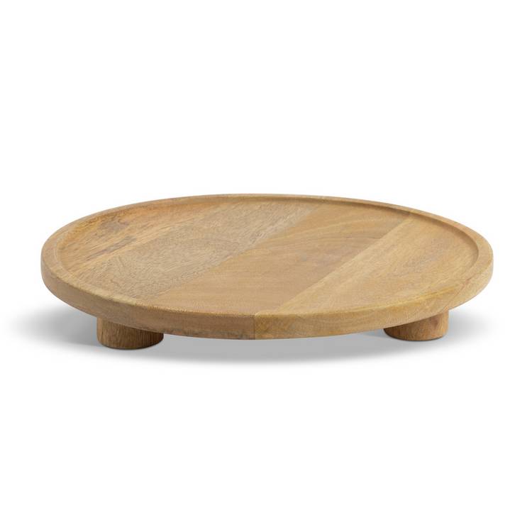 Habitat mango wood pedestal tray natural 29cm, imported from the UK