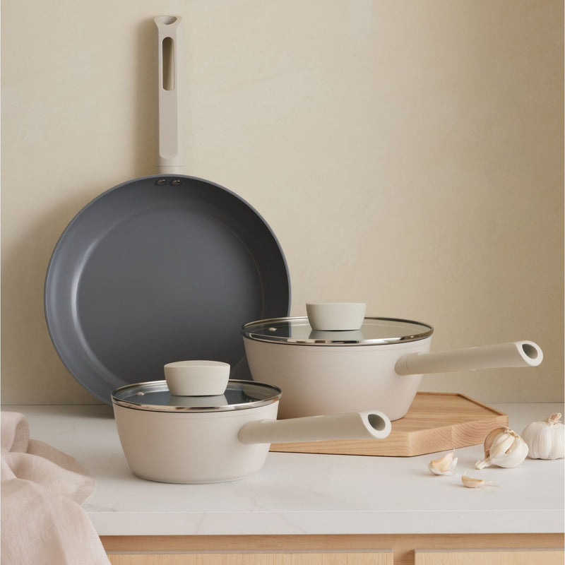 Habitat 3-piece ceramic coated pan set, imported from the UK
