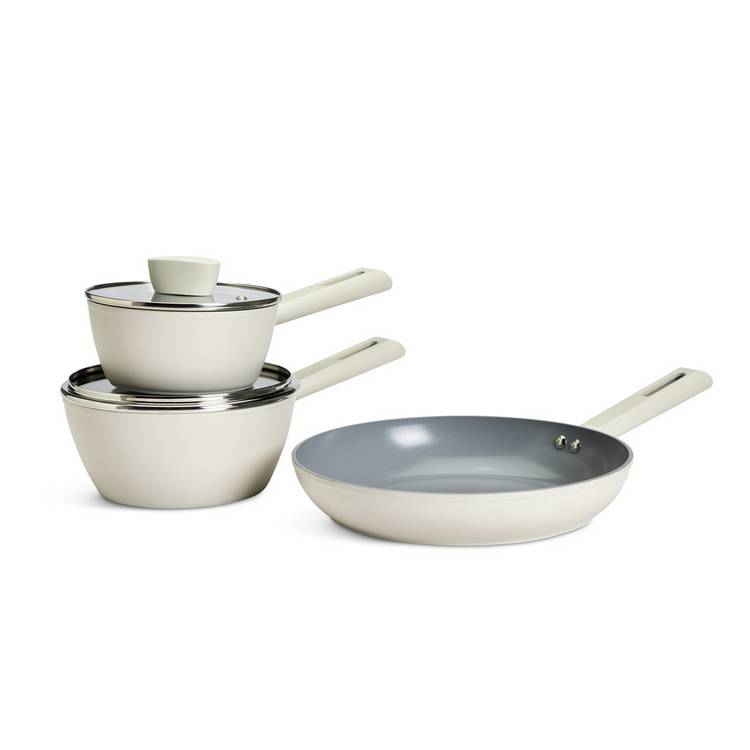 Habitat 3-piece ceramic coated pan set, imported from the UK