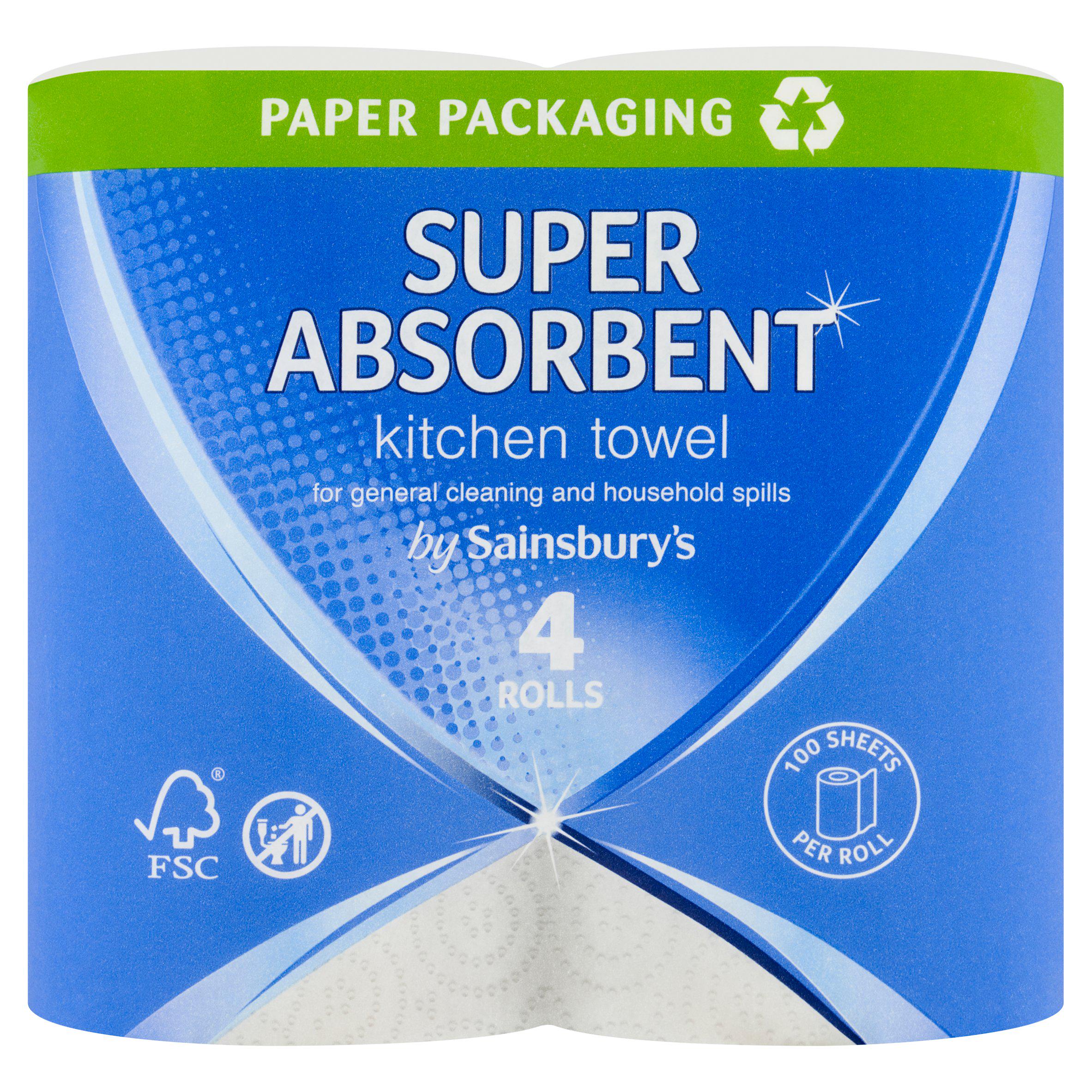 Sainsbury's Super Absorbent Kitchen Towels x4 GOODS Sainsburys   