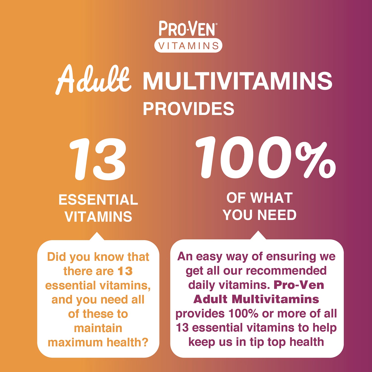 Pro-Ven multivitamins chewable tablets 60 count - British product