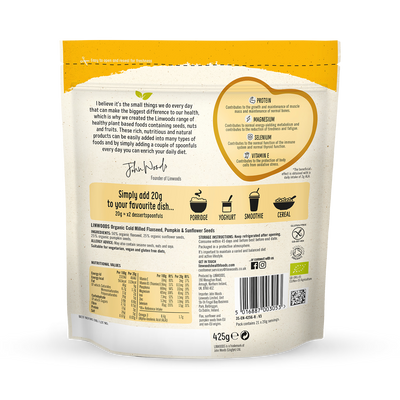 Linwoods Graines de lin bio moulues, tournesol, citrouille 425g