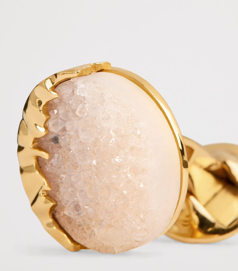 Tateossian rose gold and white agate cufflinks, UK version