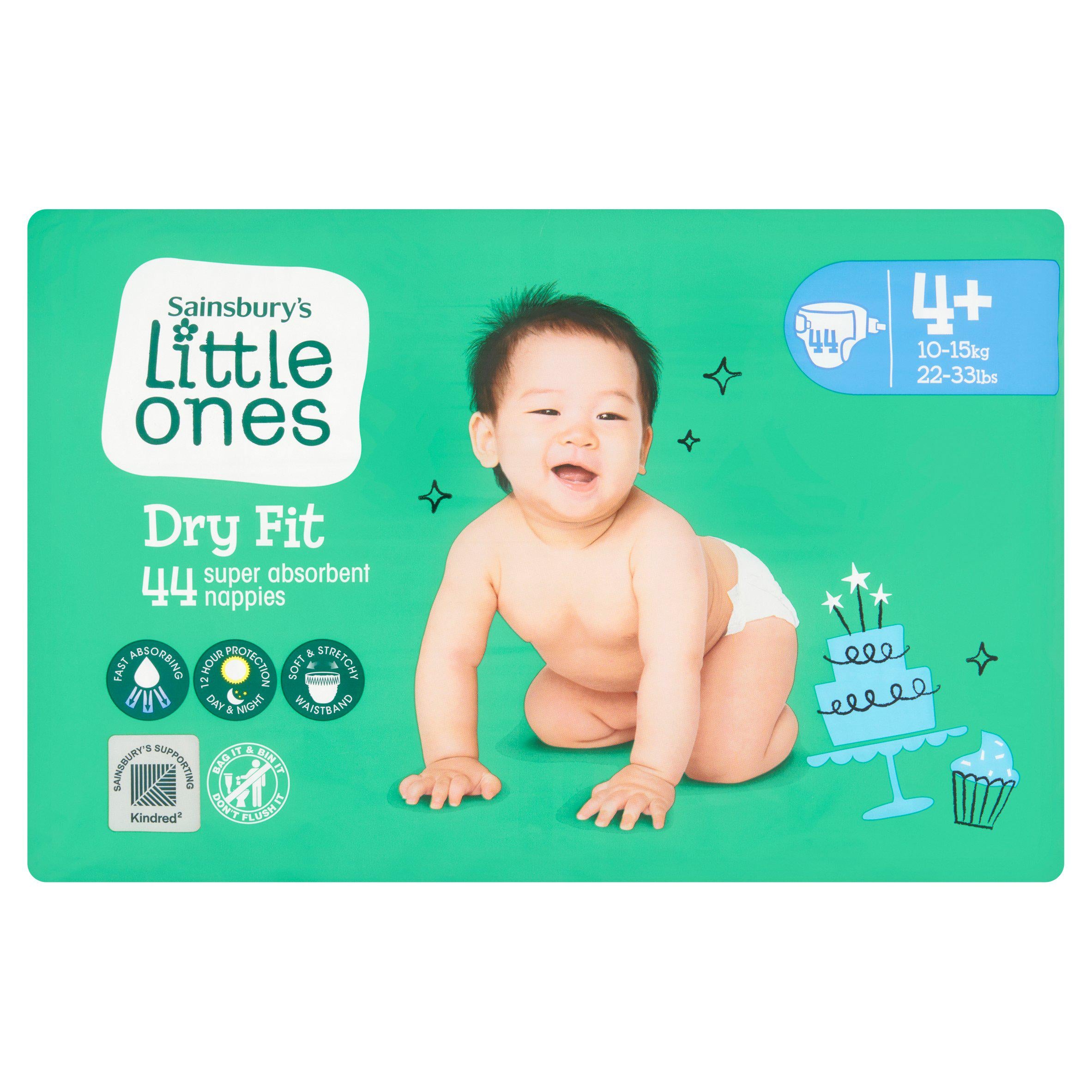 Sainsbury's Little Ones Dry Fit Size 4+ Maxi Plus 44 Nappies GOODS Sainsburys   