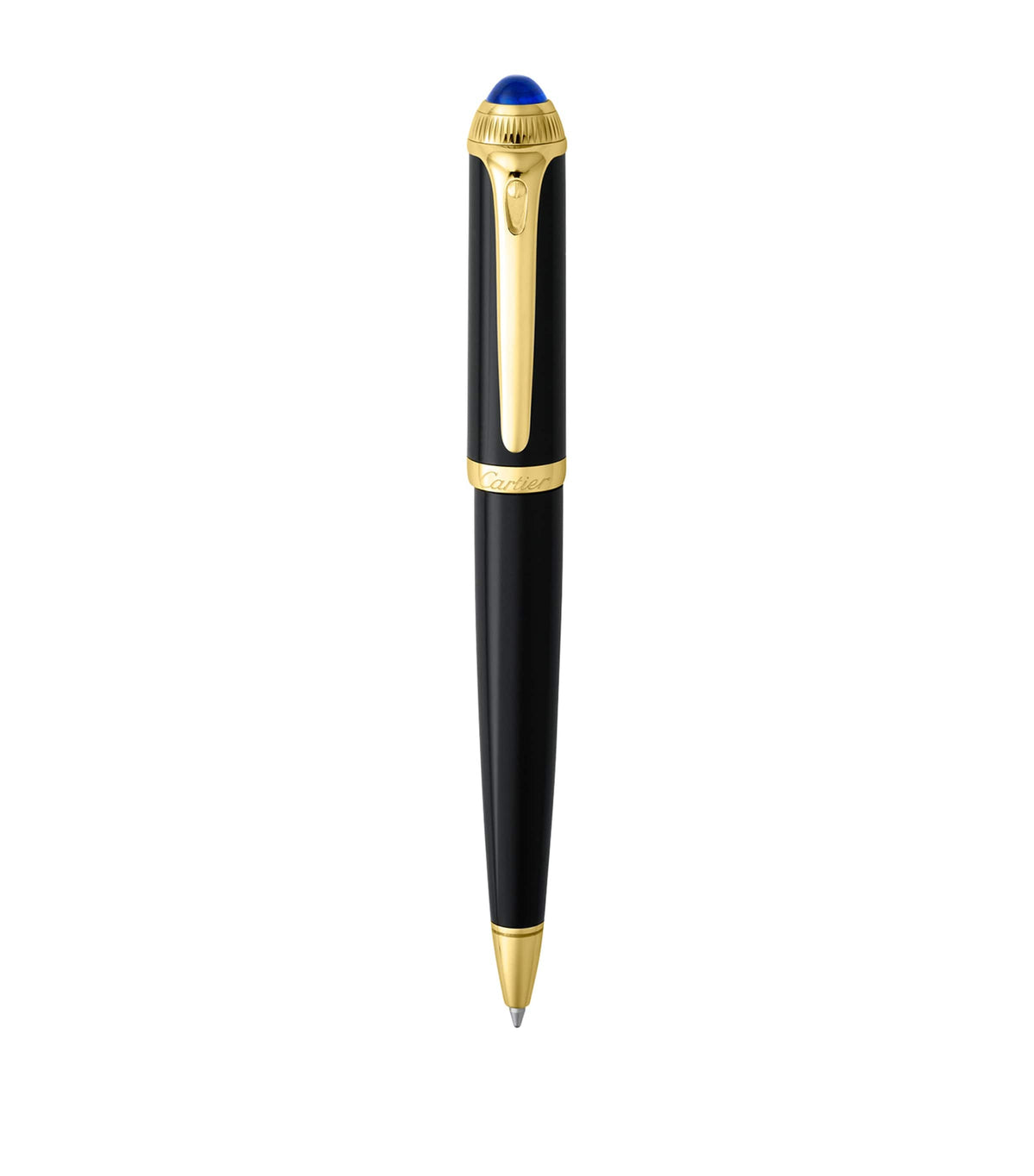 Cartier ballpoint pen with palladium detailing and blue resin cabochon - British product