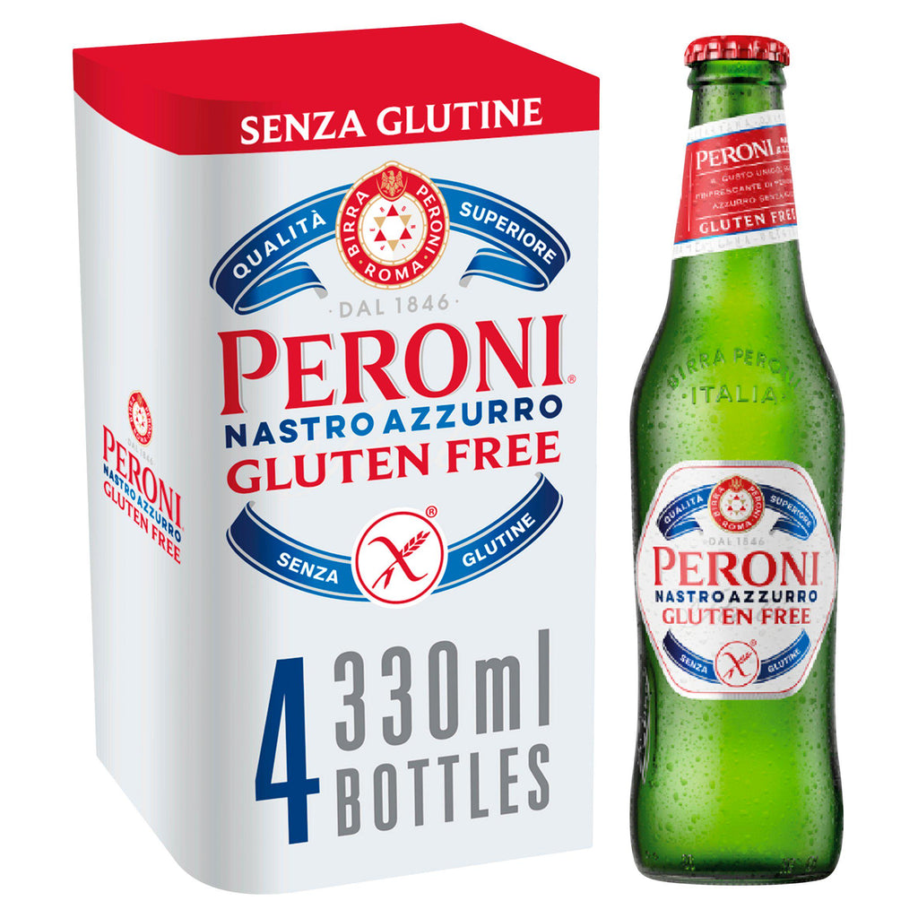 Peroni Nastro Azzurro Gluten Free Beer Lager Bottles 4x330ml