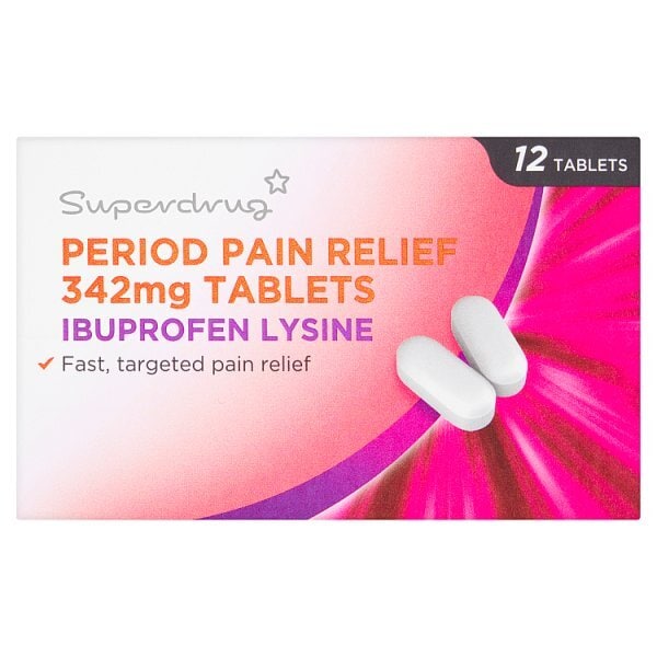 Superdrug Ibuprofen Lysine 342mg Period Pain Tablets X12 GOODS Superdrug   