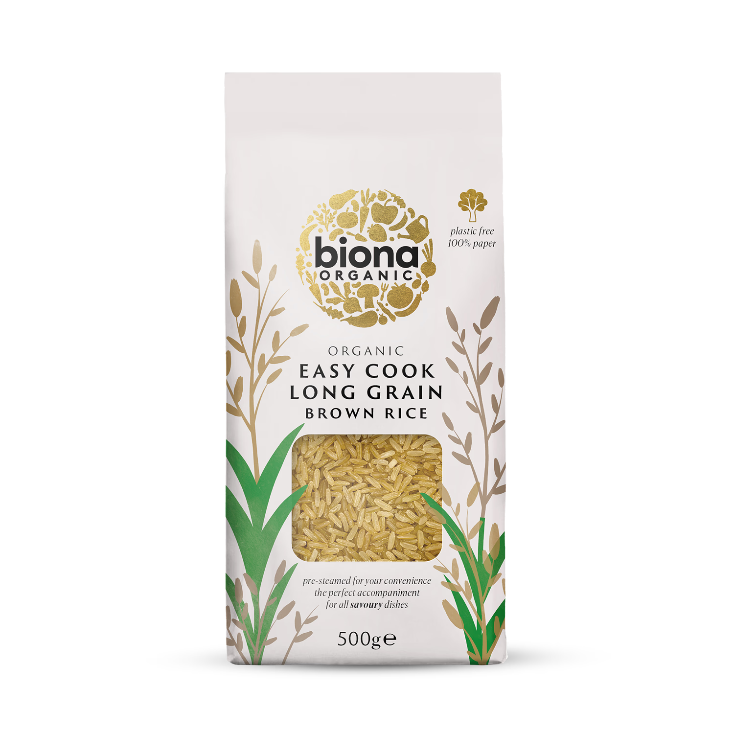 Biona organic brown rice easy cook long grain 500g, UK version