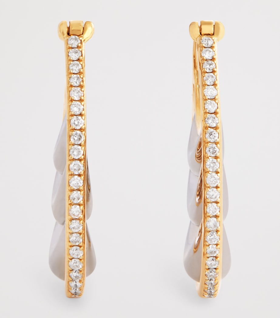 L'Atelier Nawbar yellow gold diamond triple bloop moon hoop earrings, UK version