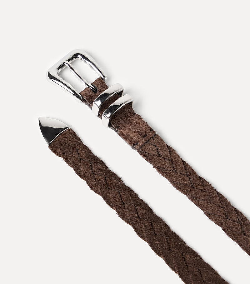 Brunello Cucinelli braided leather belt 3.5cm width, UK version