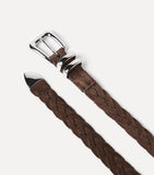 Brunello Cucinelli braided leather belt 3.5cm width, UK version