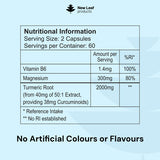 New Leaf Magnesium Glycinate B6 Turmeric 120 capsules, imported from the UK