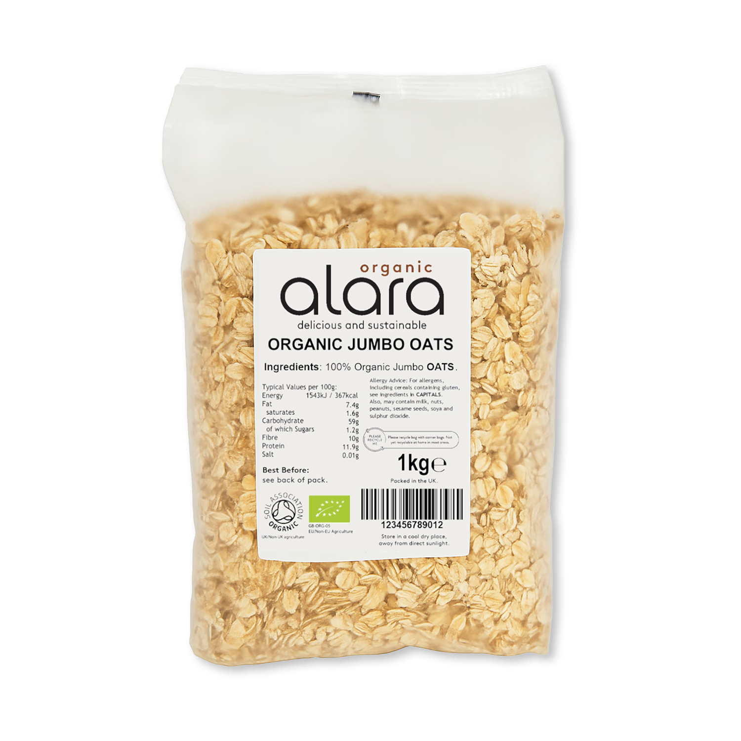 Alara organic jumbo oats 1kg - British product
