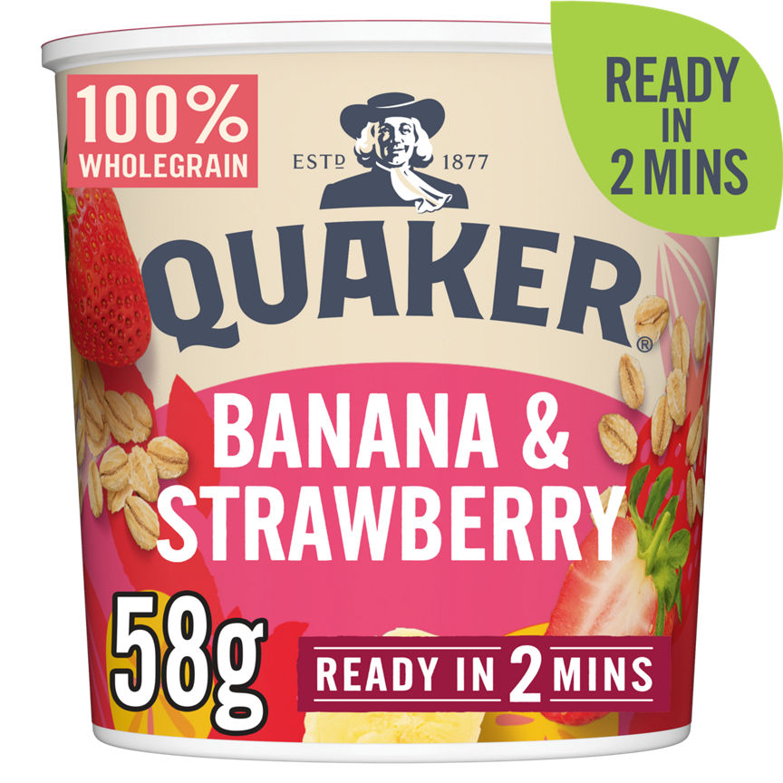 Quaker Banana & Strawberry Porridge Pot 58g GOODS ASDA   