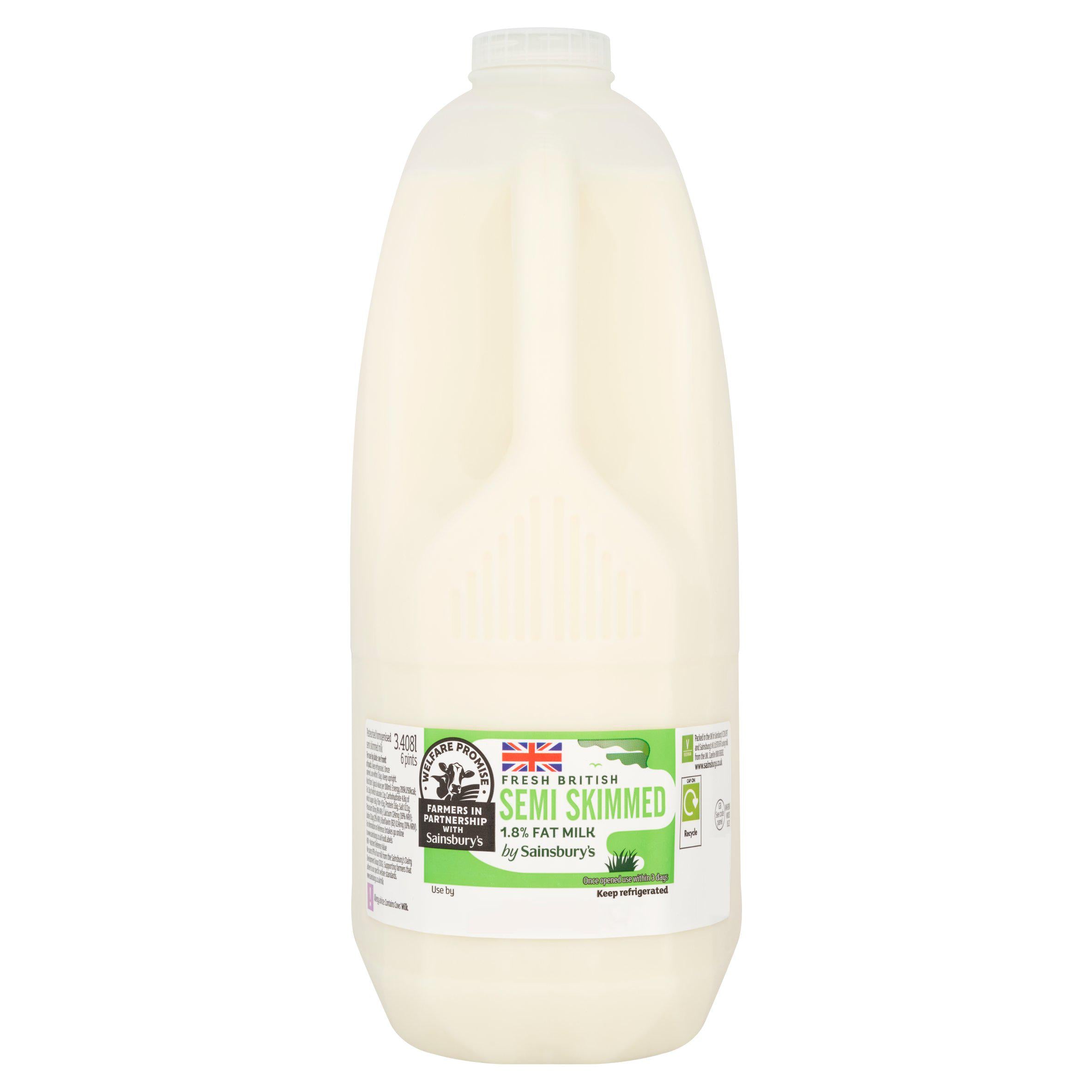 Sainsbury's British Semi Skimmed Milk 3.4L (6 pint) GOODS Sainsburys   