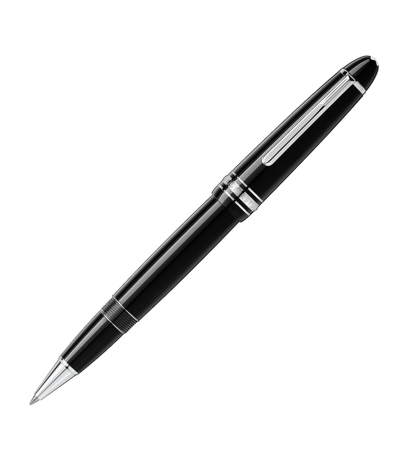 Montblanc platinum-coated rollerball pen with black resin and emblem, imported from the UK