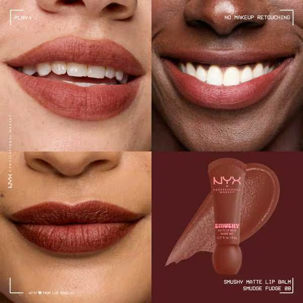 NYX Smushy Matte Lip Balm Smudge Fudge, imported from the UK