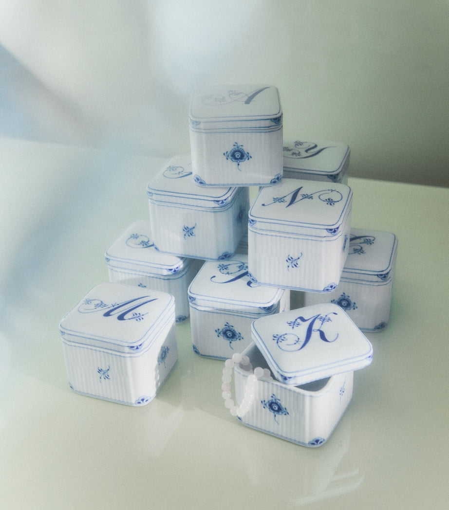 Royal Copenhagen porcelain Alphabet bonbonniere, UK version