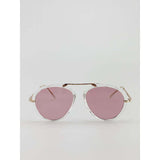 SVNX clear frame aviator sunglasses with pink lenses, imported from the UK