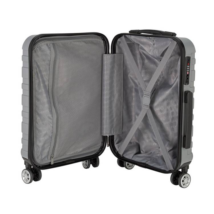 Featherstone 8 wheel hard cabin suitcase silver, imported from the UK