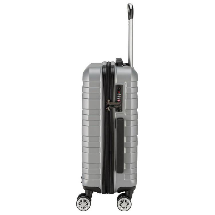 Featherstone 8 wheel hard cabin suitcase silver, imported from the UK