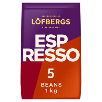Lofbergs espresso coffee beans 1kg, imported from the UK