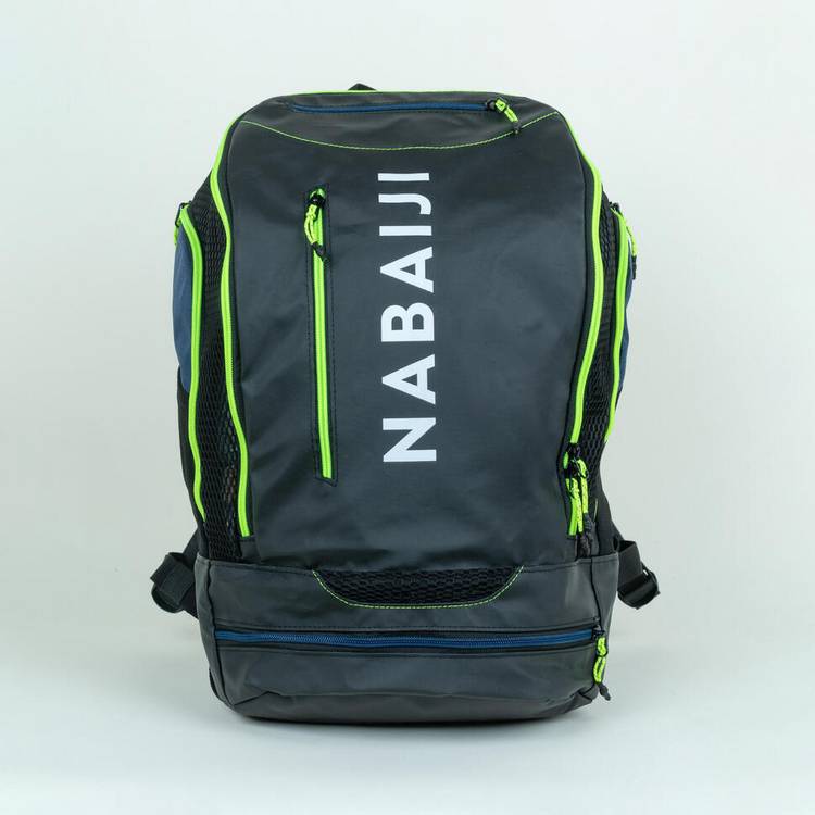 Decathlon swimming backpack 27 litres black yellow, UK version