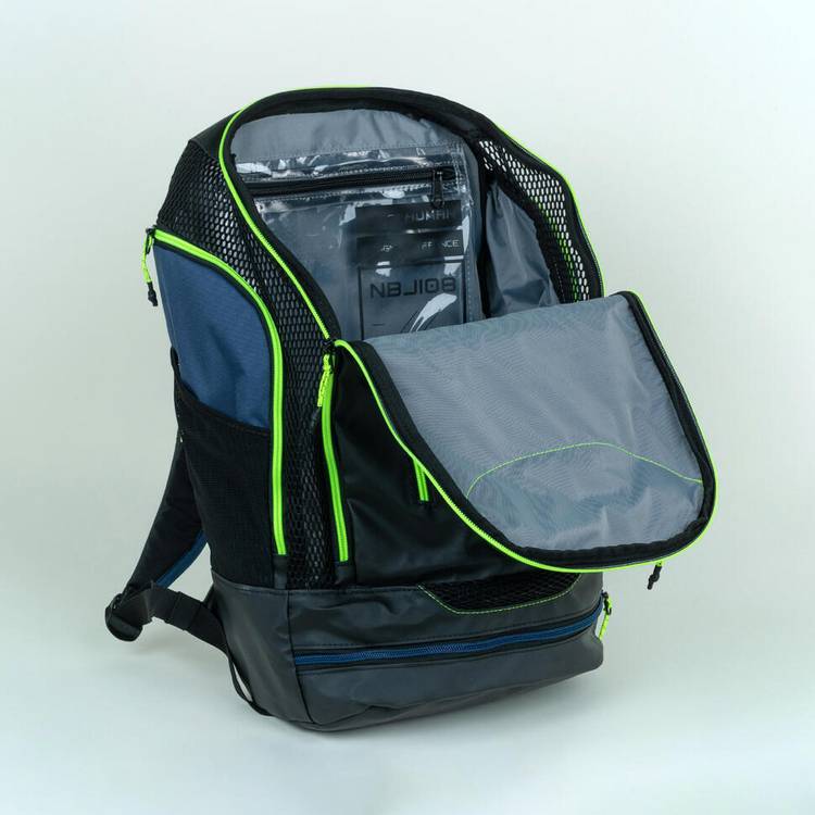 Decathlon swimming backpack 27 litres black yellow, UK version