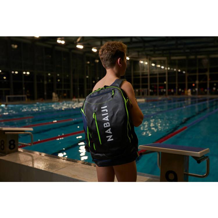 Decathlon swimming backpack 27 litres black yellow, UK version