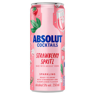Absolut Strawberry Spritz cocktail 250ml, UK version