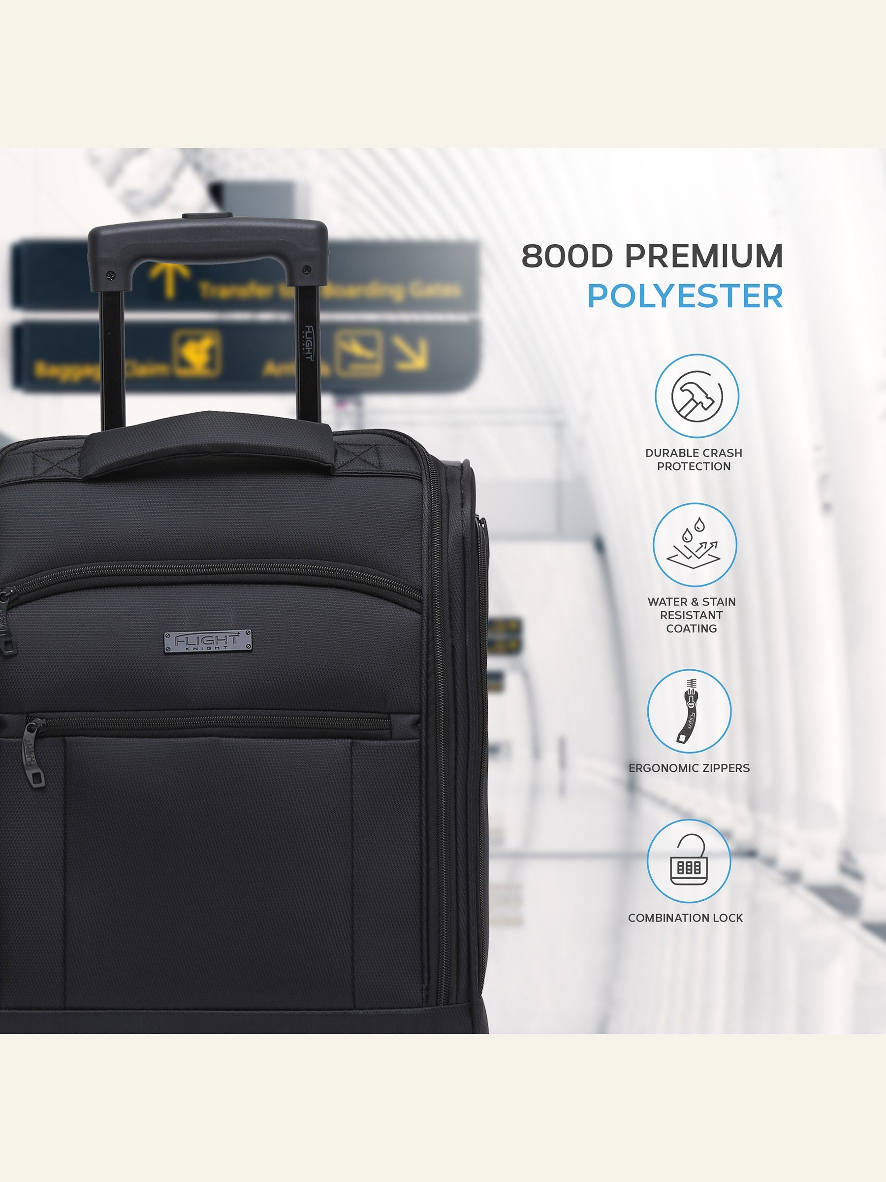 Flight Knight underseat cabin case Black 45x36x20cm, imported from the UK