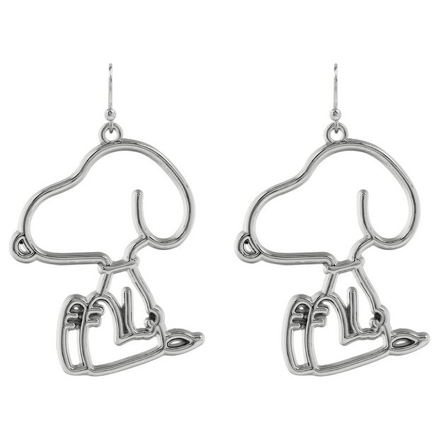 Peanuts Snoopy drop earrings silver plated (British brand)