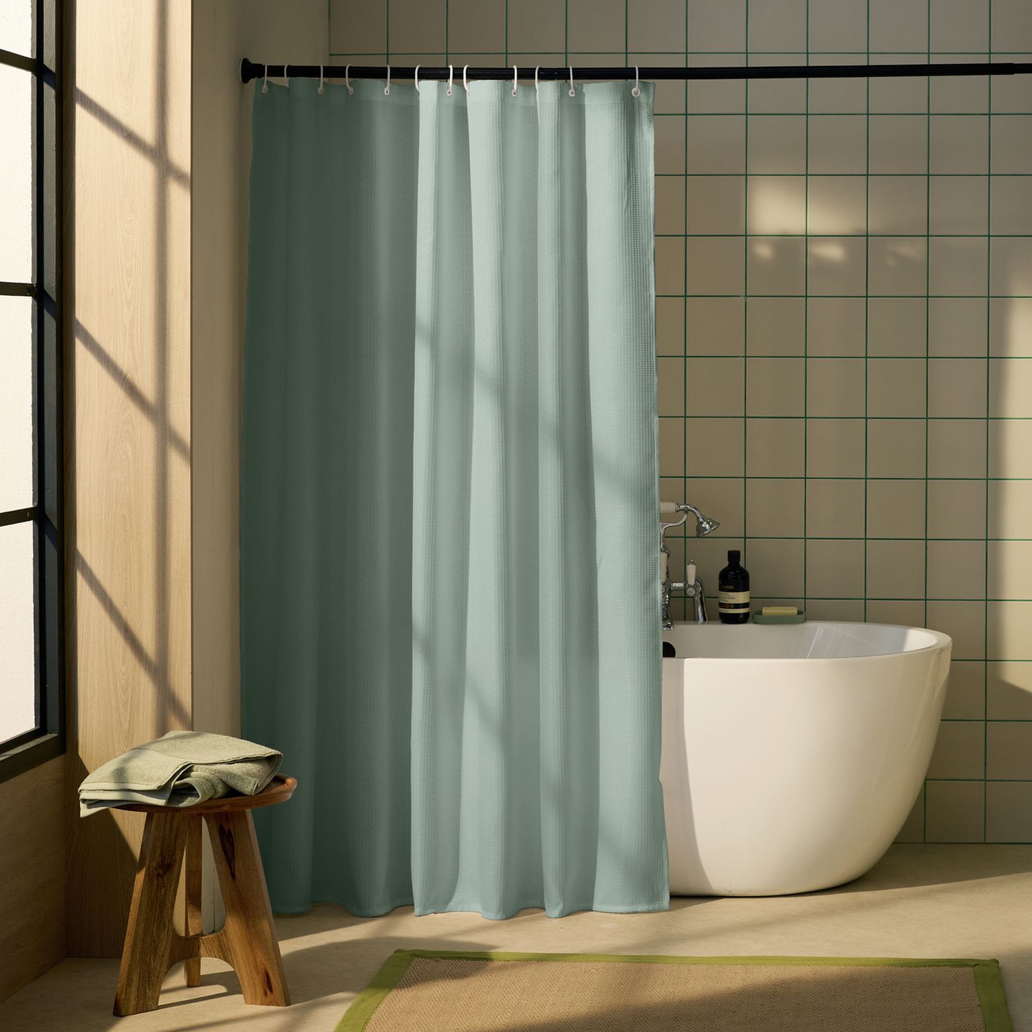Argos Home Plain Shower Curtain - Sage Green