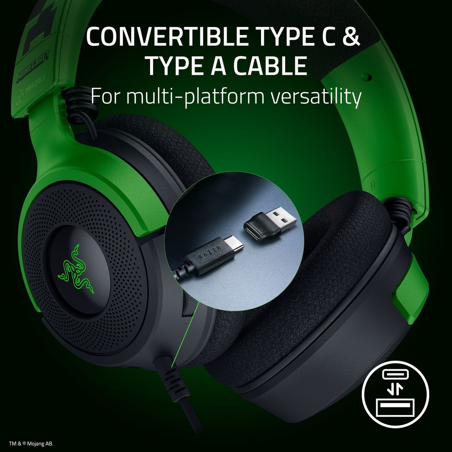 Razer Kraken V4 X Minecraft gaming headset, UK version