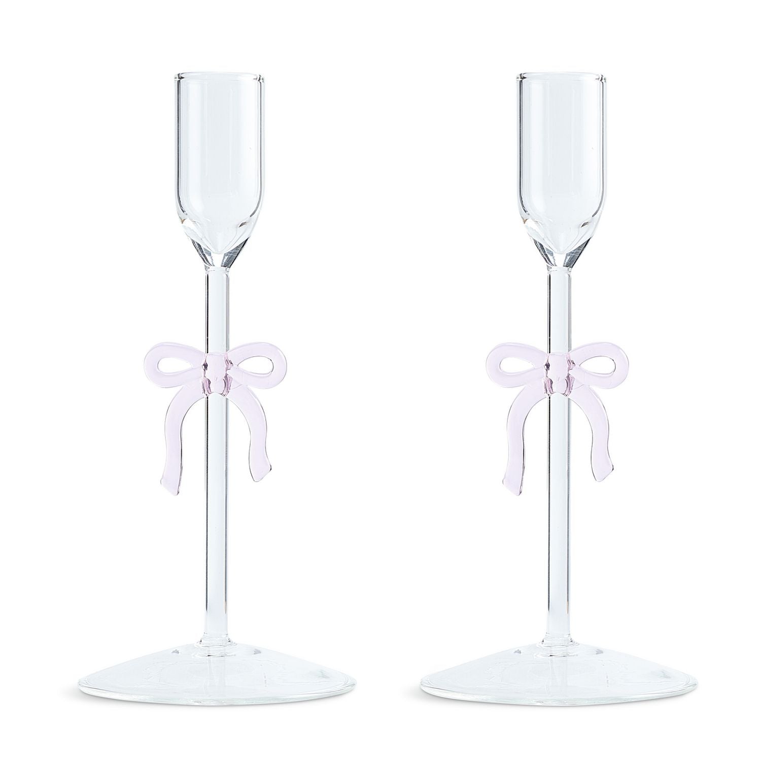 Argos Home glass bow taper candle holders set of 2 23cm (British brand)
