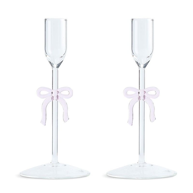 Argos Home glass bow taper candle holders set of 2 23cm (British brand)