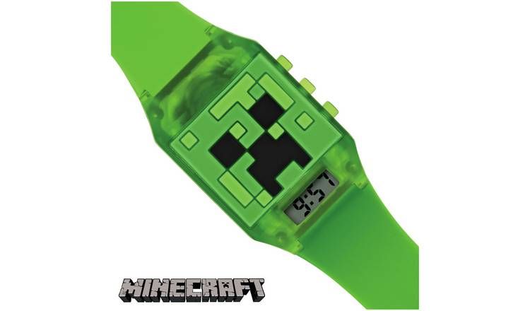 Mojang Minecraft Kid's Green Silicone Strap Watch