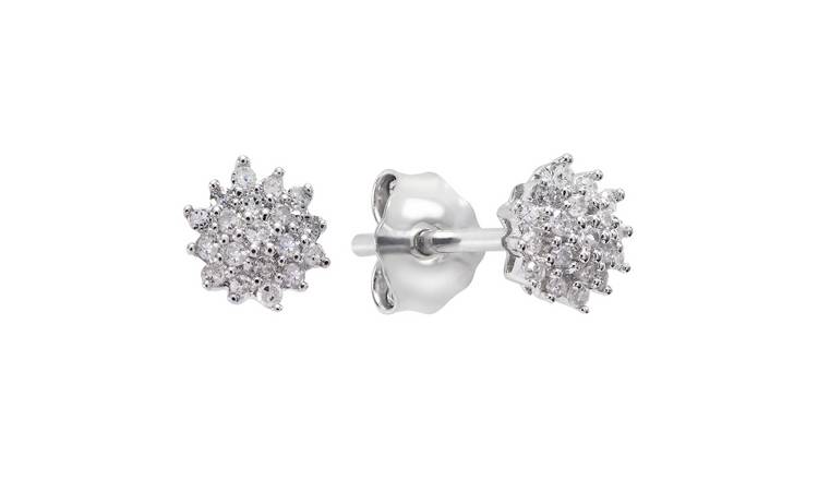 Revere Sterling Silver 0.10ct tw Diamond Cluster Earrings GOODS Argos