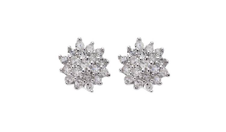 Revere Sterling Silver 0.10ct tw Diamond Cluster Earrings