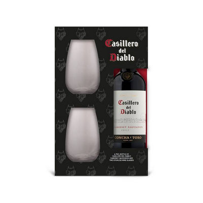 Argos Concha Y Toro Casillero del Diablo Cabernet Sauvignon Wine and Stemless Glasses Gift Set 75cl- Buy online at McGrocer
