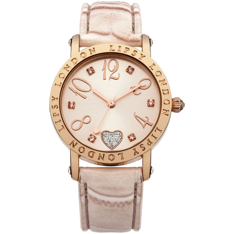 Lipsy pink faux leather strap watch 35mm, UK version